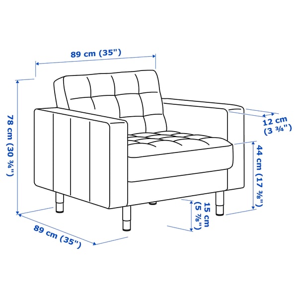 LANDSKRONA armchair, Grann/Bomstad black/metal, 89x78x89 cm