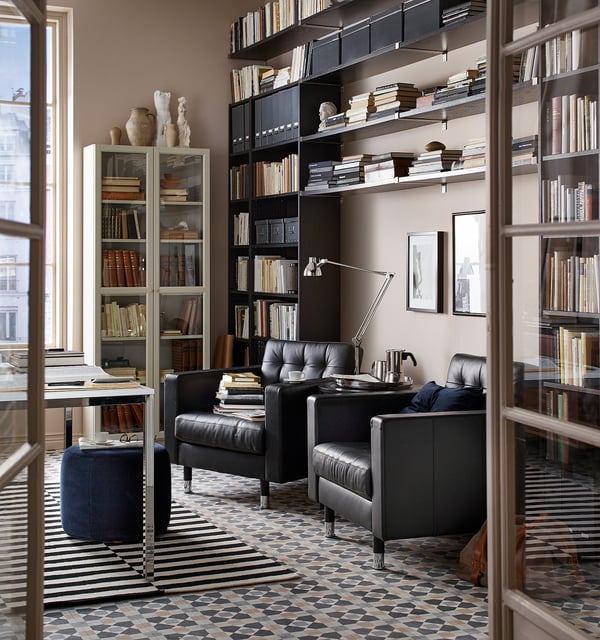 LANDSKRONA armchair, Grann/Bomstad black/metal, 65x78x89 cm