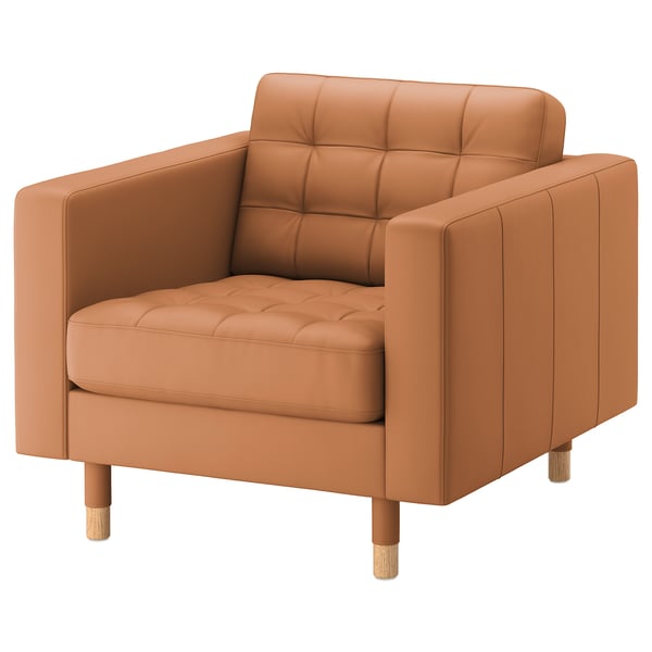 LANDSKRONA Armchair - Grann/Bomstad brown ochre/wood ,