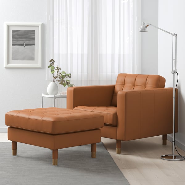 LANDSKRONA armchair, Grann/Bomstad golden-brown/wood, 89x78x89 cm