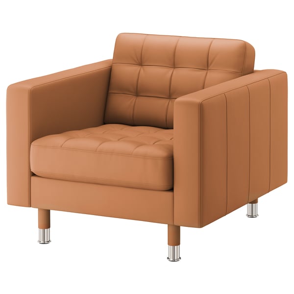 LANDSKRONA Armchair - Grann/Bomstad brown/metal ochre ,