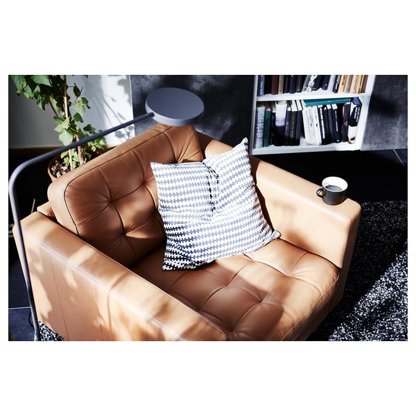 LANDSKRONA Armchair - Grann/Bomstad brown/metal ochre ,