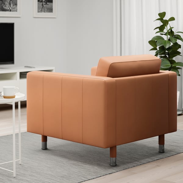LANDSKRONA Armchair - Grann/Bomstad brown/metal ochre ,