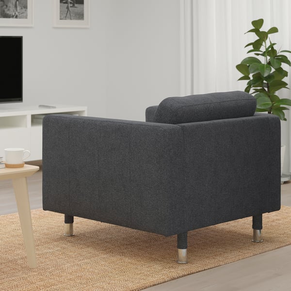 LANDSKRONA armchair, Gunnared dark grey/metal, 65x78x89 cm