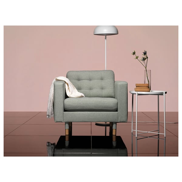 LANDSKRONA armchair, Gunnared light green/wood, 89x78x89 cm