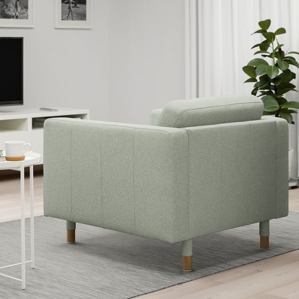 LANDSKRONA armchair, Gunnared light green/wood, 89x78x89 cm