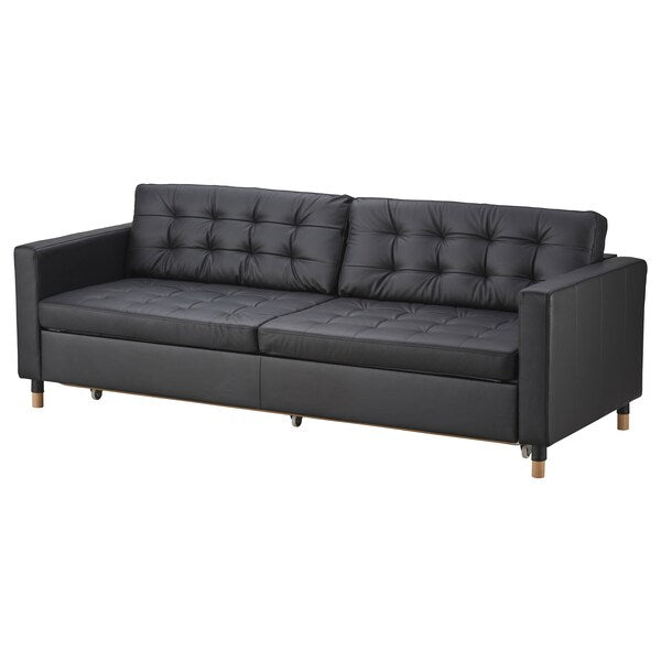 LANDSKRONA - 3-seater sofa frame, Grann/Bomstad black