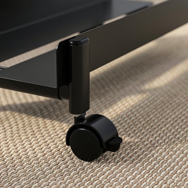 LÅNESPELARE computer cart with shelf, black, 50x27 cm