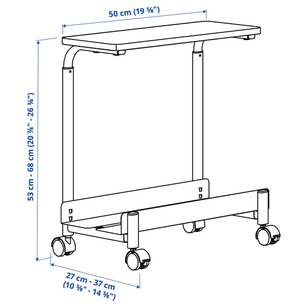 LÅNESPELARE computer cart with shelf, black, 50x27 cm