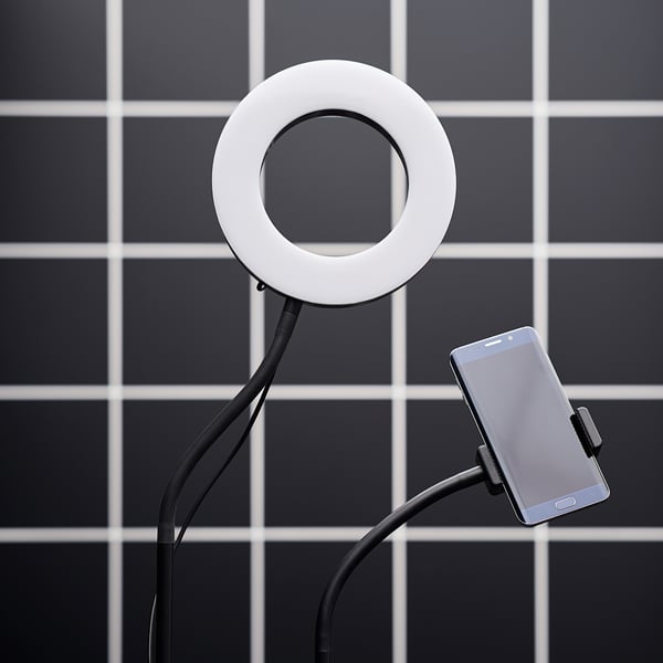 LÅNESPELARE ring light with phone holder, 20 cm