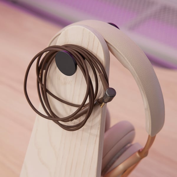 LÅNESPELARE headset stand, ash veneer, 13x13 cm