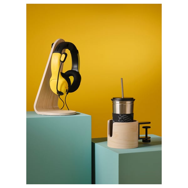 LÅNESPELARE headset stand, ash veneer, 13x13 cm