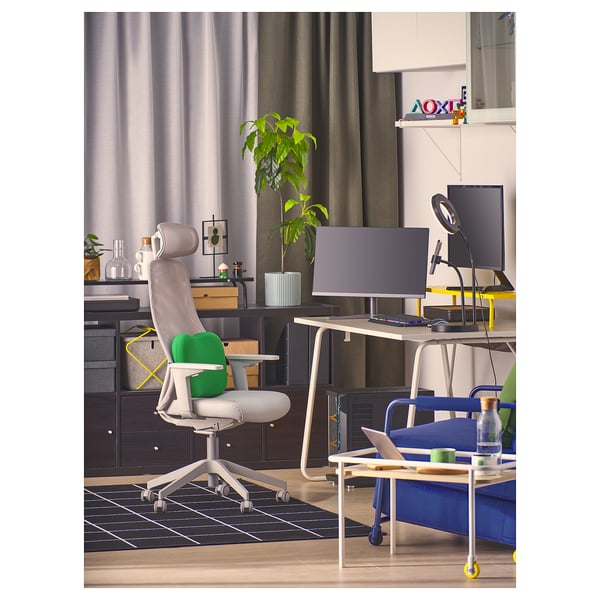 LÅNESPELARE monitor stand, bright yellow, 97x19 cm