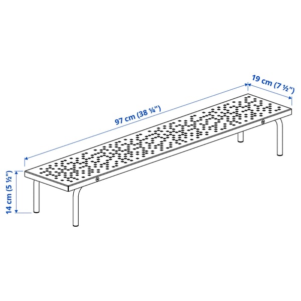 LÅNESPELARE monitor stand, black, 97x19 cm