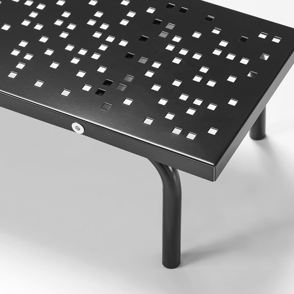 LÅNESPELARE monitor stand, black, 97x19 cm