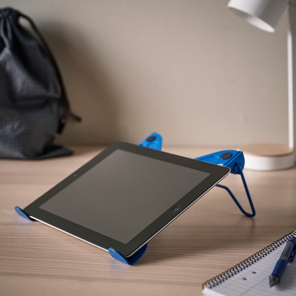 LÅNESPELARE laptop support, foldable/blue, 25x10x25 cm