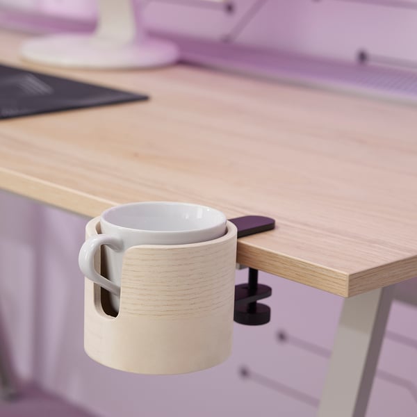 LÅNESPELARE mug holder, ash veneer, 11 cm