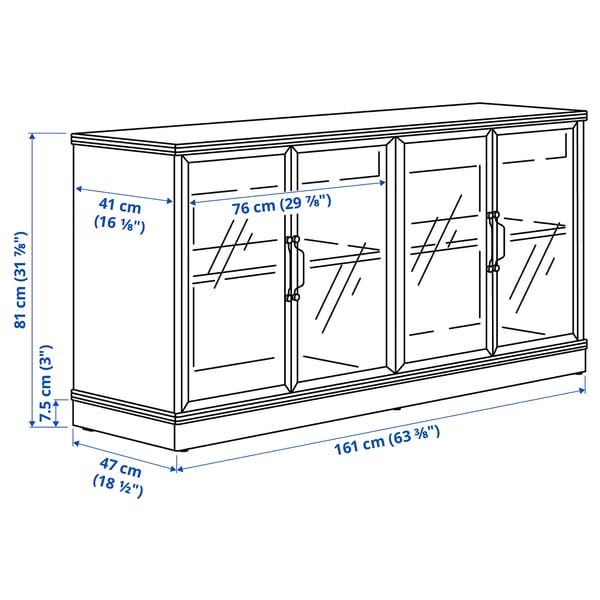 LANESUND sideboard, grey-brown, 161x47x81 cm