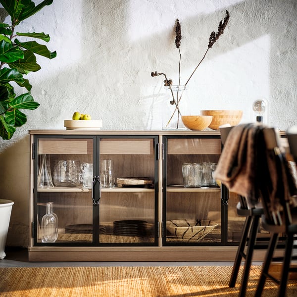 LANESUND sideboard, grey-brown, 161x47x81 cm