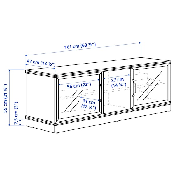 LANESUND - TV storage combination, grey-brown, 322x47x81 cm