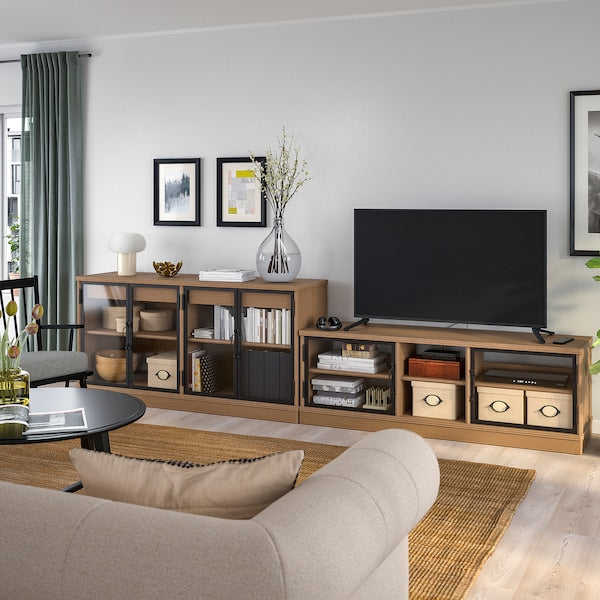 LANESUND - TV storage combination, grey-brown, 322x47x81 cm