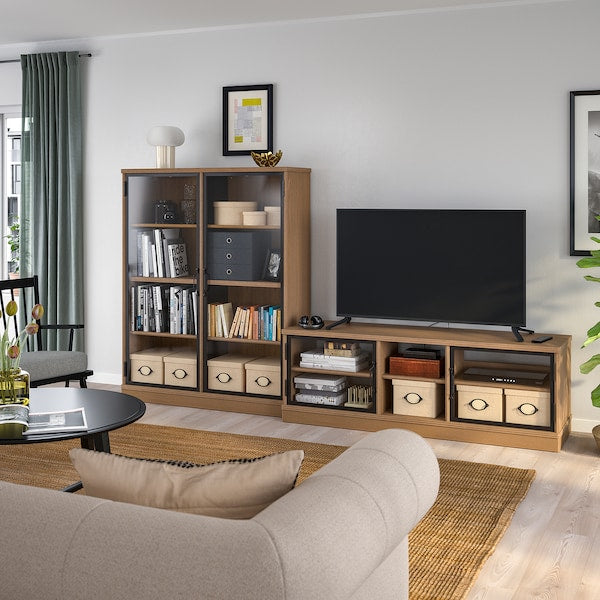 LANESUND - TV storage combination, grey-brown, 282x47x152 cm