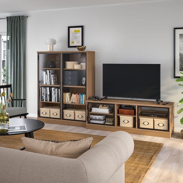 Ikea LANESUND - TV storage combination, grey-brown, 282x47x152 cm