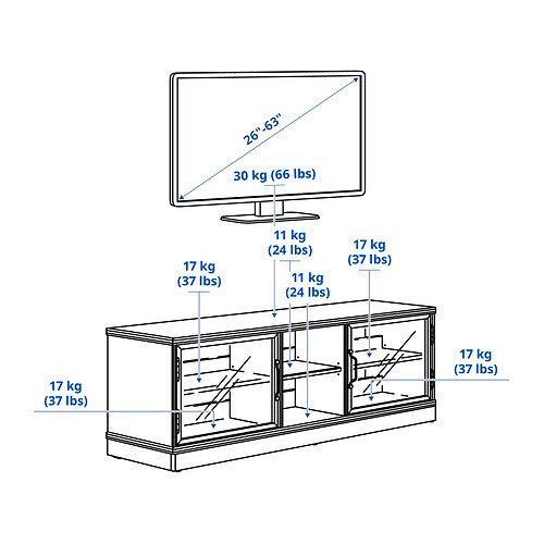 LANESUND TV bench, grey-brown, 161x47x55 cm
