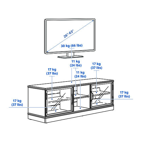 LANESUND - LANESUND TV bench, grey-brown, 161x47x55 cm