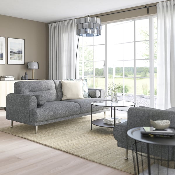 LÅNGARYD 2-seat sofa, Lejde/grey/black metal, 198 cm