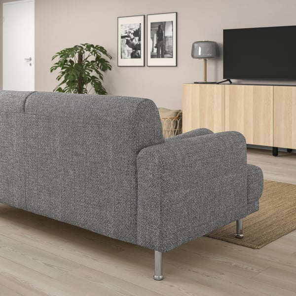 LÅNGARYD 2-seat sofa, Lejde/grey/black metal, 198x82x90 cm