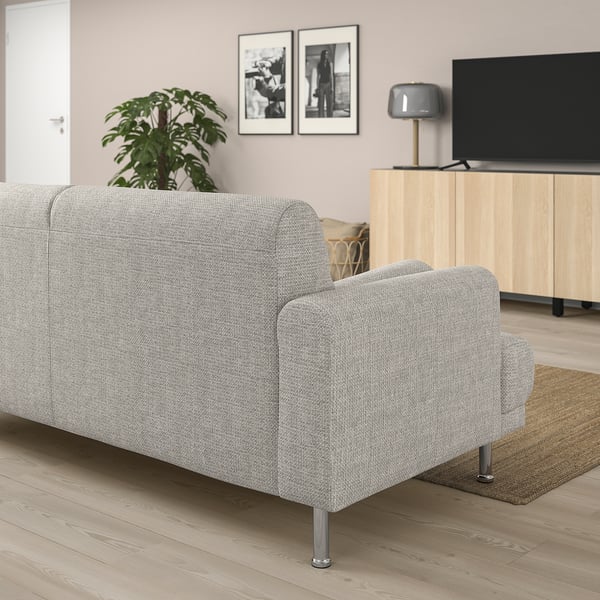 LÅNGARYD 3-seat sofa w chaise longue, left, Lejde/light grey metal, 17x59x162 cm