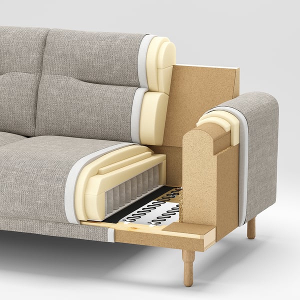 LÅNGARYD 3-seat sofa w chaise longue, left, Lejde/light grey metal, 280 cm