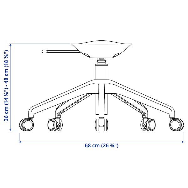 LÅNGFJÄLL - Star base with 5 legs and casters, white