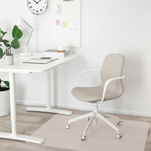 LÅNGFJÄLL Office chair with armrests - Gunnared beige/white ,