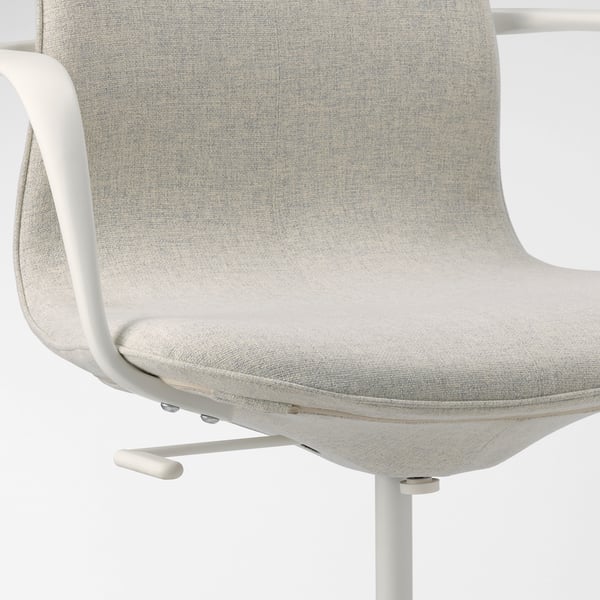 LÅNGFJÄLL conference chair with armrests, Gunnared beige/white, 68 cm