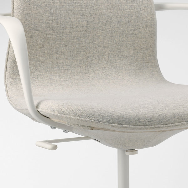 LÅNGFJÄLL Office chair with armrests - Gunnared beige/white ,