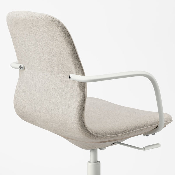 LÅNGFJÄLL Office chair with armrests - Gunnared beige/white ,