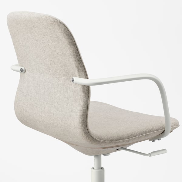LÅNGFJÄLL Office chair with armrests - Gunnared beige/white ,