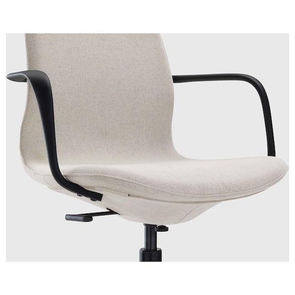 LÅNGFJÄLL Office chair with armrests - Gunnared beige/black ,