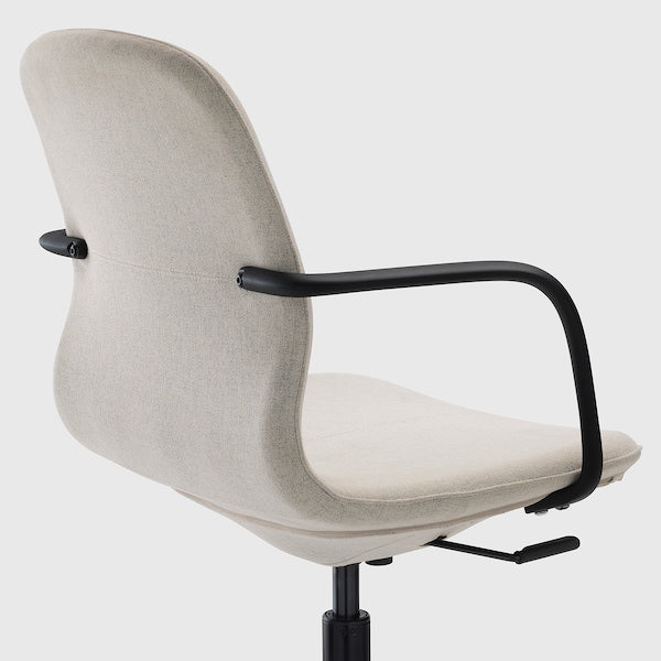 LÅNGFJÄLL Office chair with armrests - Gunnared beige/black ,