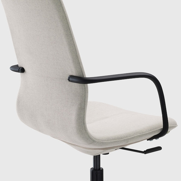 LÅNGFJÄLL Office chair with armrests - Gunnared beige/black ,