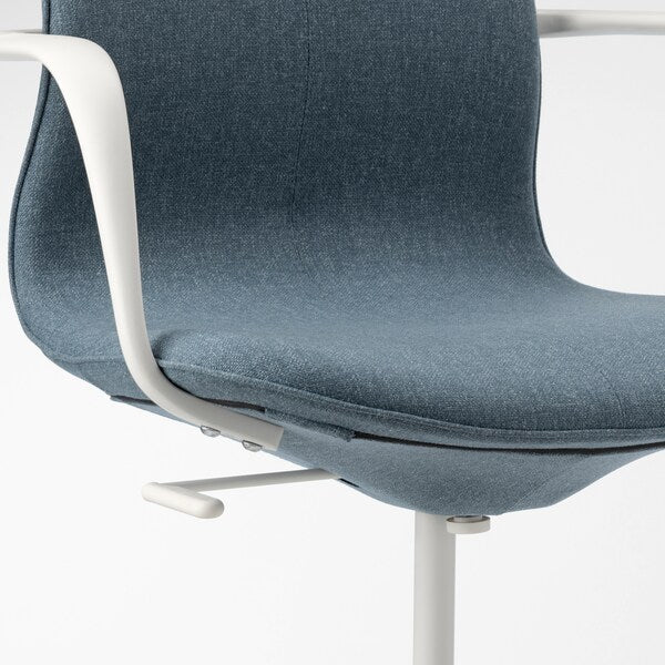 LÅNGFJÄLL Office chair with armrests - Gunnared blue/white ,