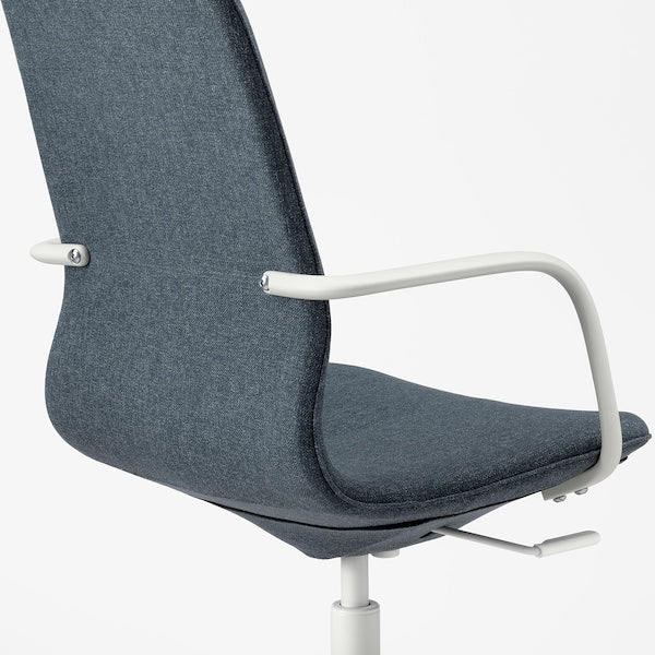 LÅNGFJÄLL Office chair with armrests - Gunnared blue/white ,