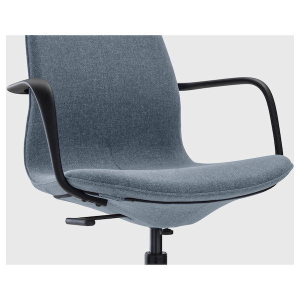 LÅNGFJÄLL Office chair with armrests - Gunnared blue/black ,