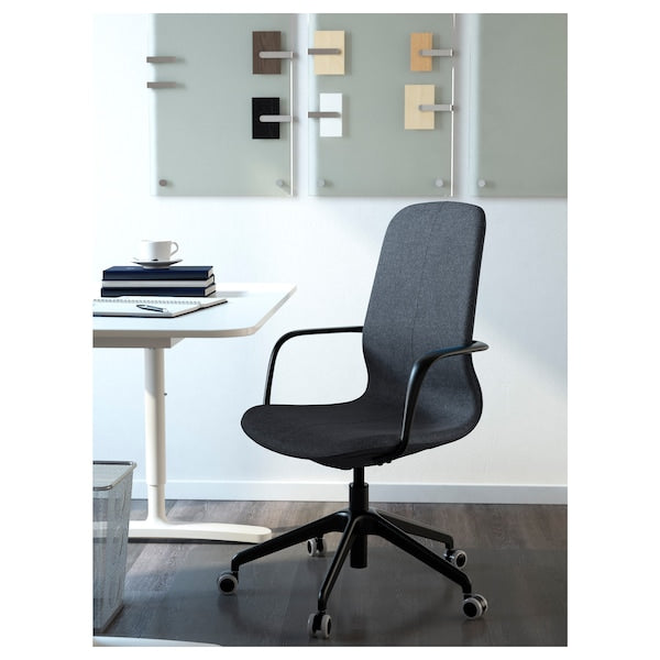 LÅNGFJÄLL Office chair with armrests - Gunnared blue/black ,