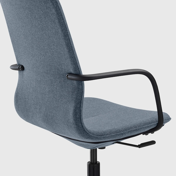 LÅNGFJÄLL Office chair with armrests - Gunnared blue/black ,