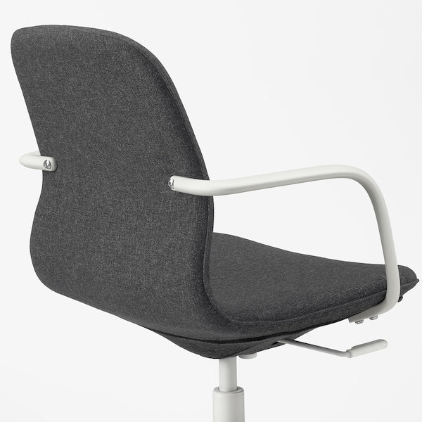 LÅNGFJÄLL Office chair with armrests - Gunnared dark grey/white ,