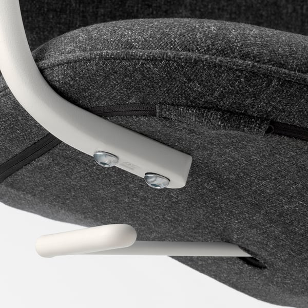 LÅNGFJÄLL conference chair with armrests, Gunnared dark grey/white, 68 cm