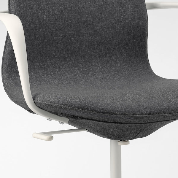 LÅNGFJÄLL Office chair with armrests - Gunnared dark grey/white ,